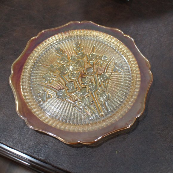 ANTIQUE! GLASS VASE/PLATE SET (DEPRESSION ERA) 3PC - Picture 4 of 8